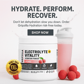 Hydration Powder (Lychee) - Gripzilla - The Best Grip and Forearm Strength Exercises, Arm Wrestling Tools, Hand Grippers to Improve Grip Strength