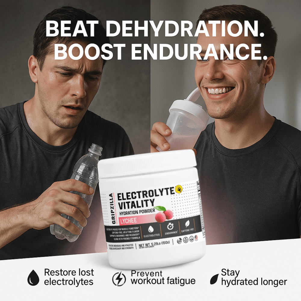Hydration Powder (Lychee) - Gripzilla - The Best Grip and Forearm Strength Exercises, Arm Wrestling Tools, Hand Grippers to Improve Grip Strength