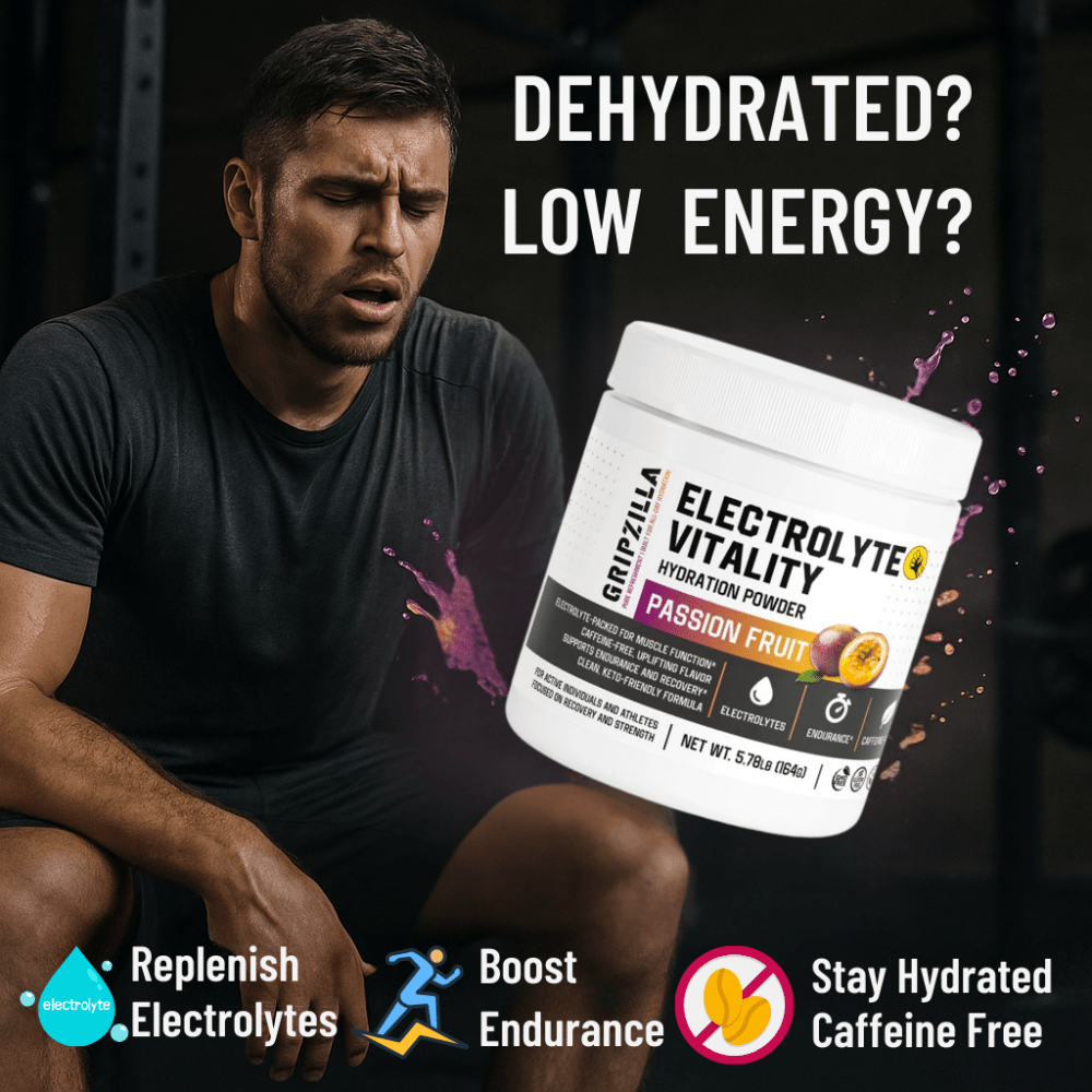 Hydration Powder (Passion Fruit) - Gripzilla - The Best Grip and Forearm Strength Exercises, Arm Wrestling Tools, Hand Grippers to Improve Grip Strength