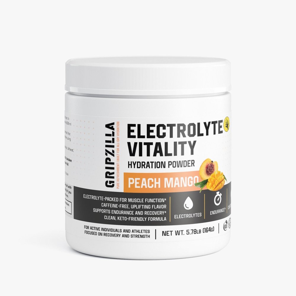 Hydration Powder (Peach Mango) - Gripzilla - The Best Grip and Forearm Strength Exercises, Arm Wrestling Tools, Hand Grippers to Improve Grip Strength