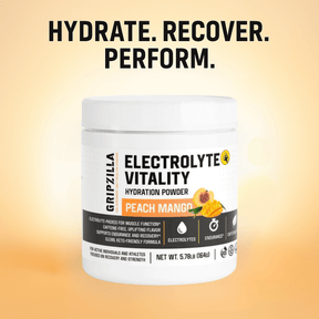 Hydration Powder (Peach Mango) - Gripzilla - The Best Grip and Forearm Strength Exercises, Arm Wrestling Tools, Hand Grippers to Improve Grip Strength