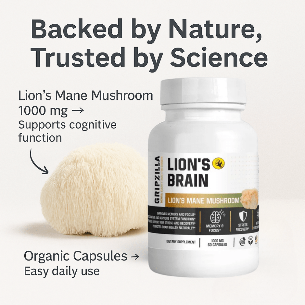 Lion's Mane Mushroom - Gripzilla - The Best Grip and Forearm Strength Exercises, Arm Wrestling Tools, Hand Grippers to Improve Grip Strength