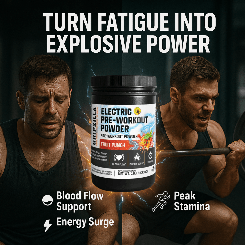 Nitric Shock Pre - Workout Powder (Fruit Punch) - Gripzilla - The Best Grip and Forearm Strength Exercises, Arm Wrestling Tools, Hand Grippers to Improve Grip Strength