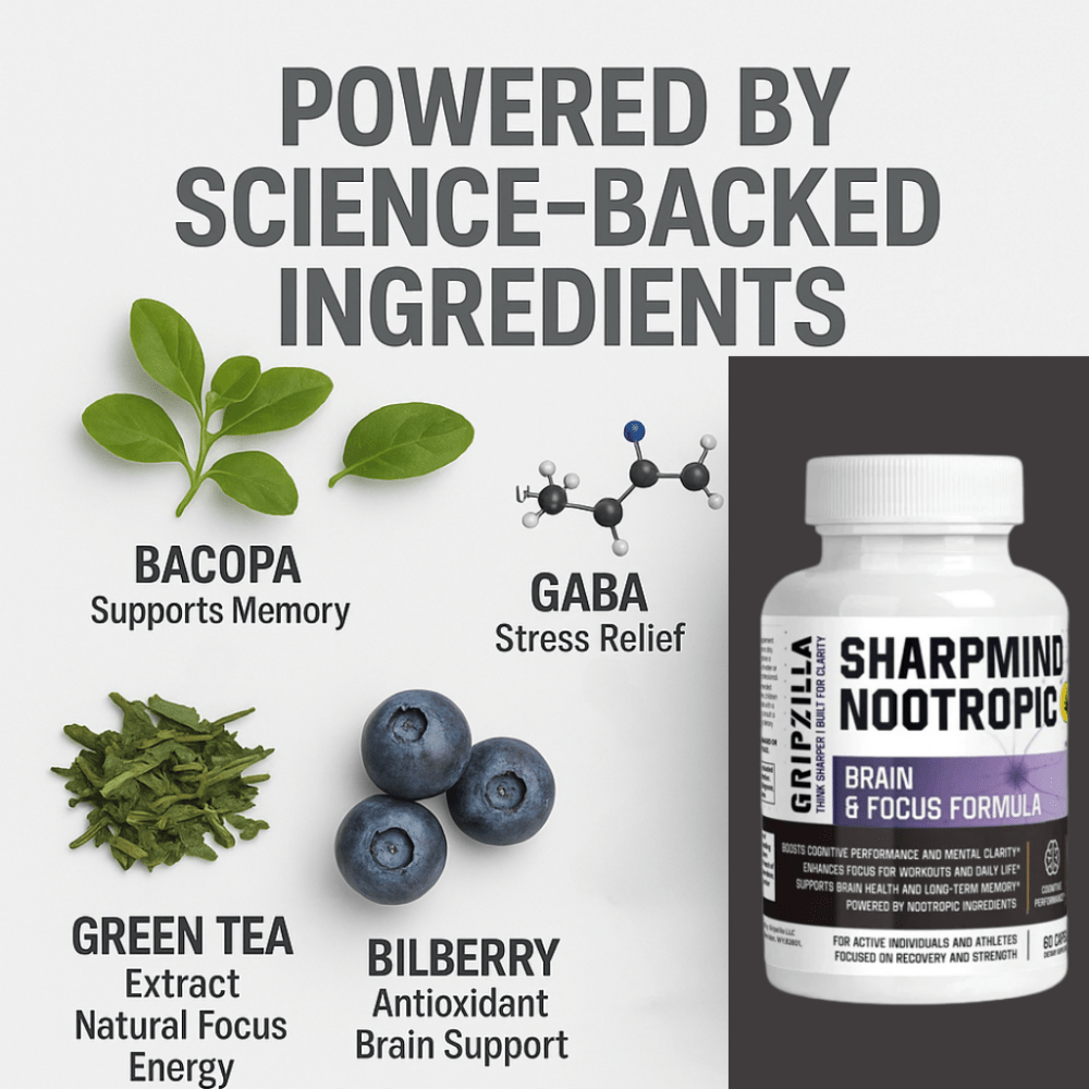 Nootropic Brain & Focus Formula - Gripzilla - The Best Grip and Forearm Strength Exercises, Arm Wrestling Tools, Hand Grippers to Improve Grip Strength