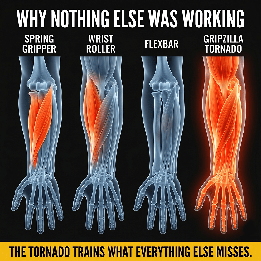 Tornado - The Most Powerful Grip and Forearm Builder - Gripzilla - The Best Grip and Forearm Strength Exercises, Arm Wrestling Tools, Hand Grippers to Improve Grip Strength