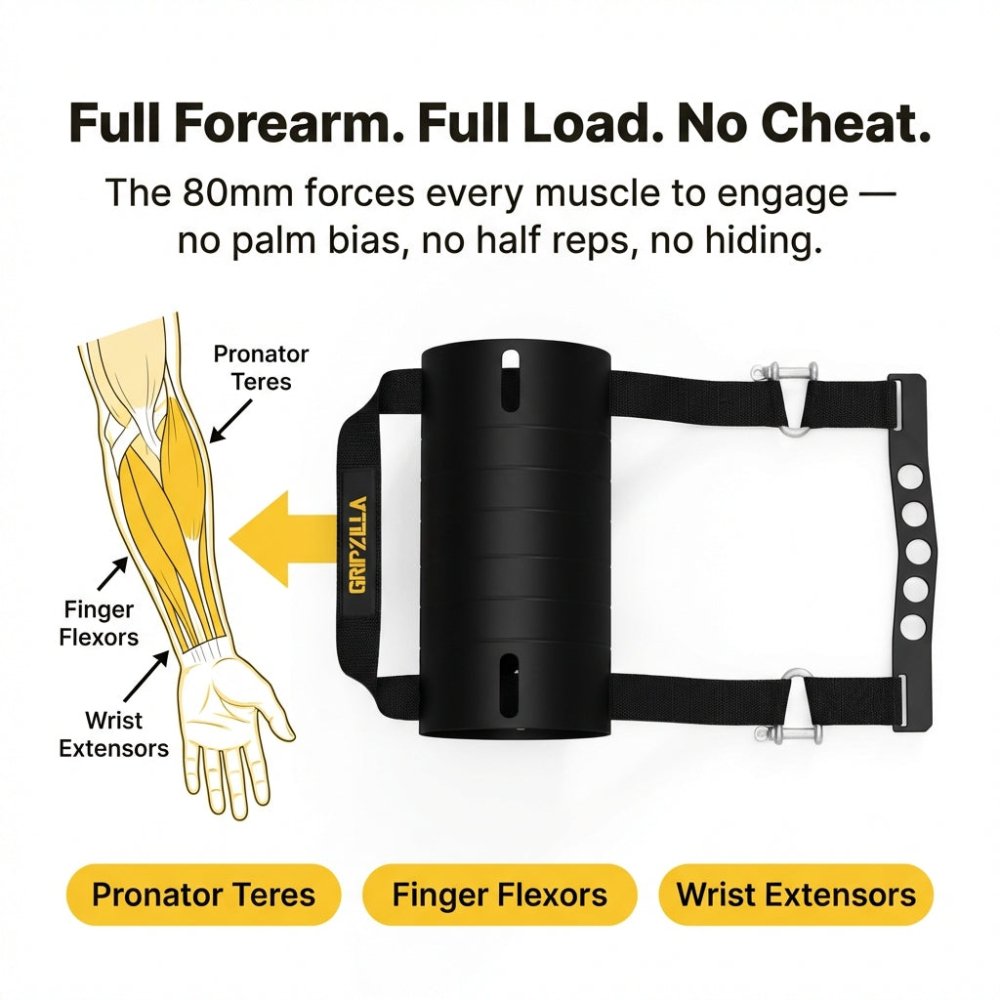 Wrist Cupping Handle – 80mm - Gripzilla - The Best Grip and Forearm Strength Exercises, Arm Wrestling Tools, Hand Grippers to Improve Grip Strength
