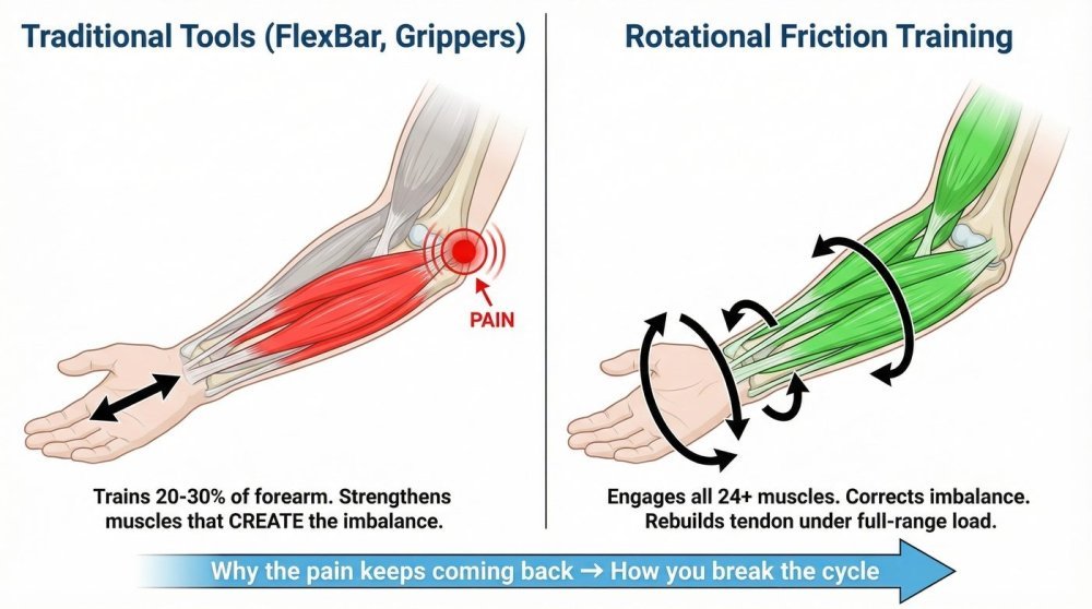Traditional tools vs rotational friction training